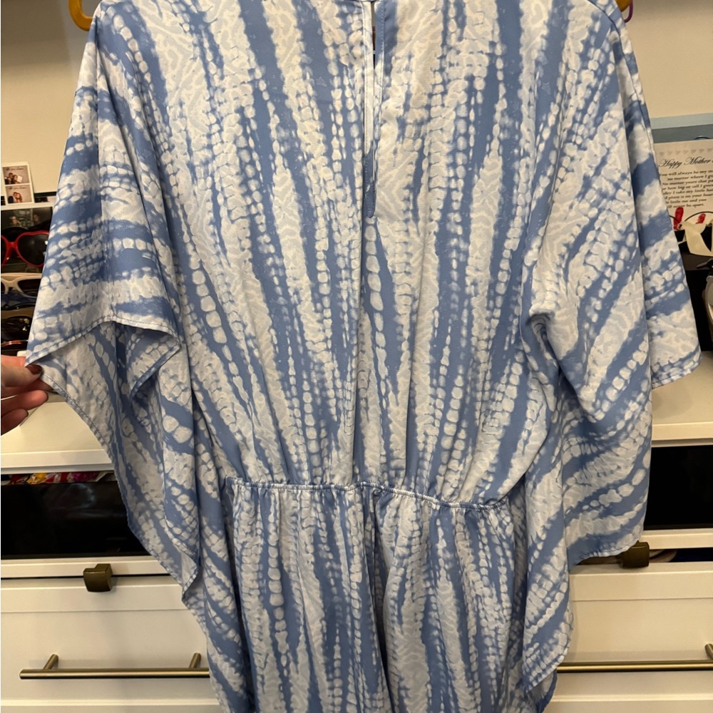 Blue and White Tie-Dye Women's Romper - Picture 4 of 4